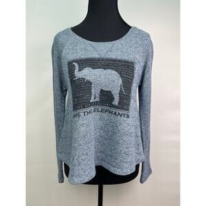 Threads 4 Thought Save the Elephants Recycled Long Sleeve Shirt Blue XS